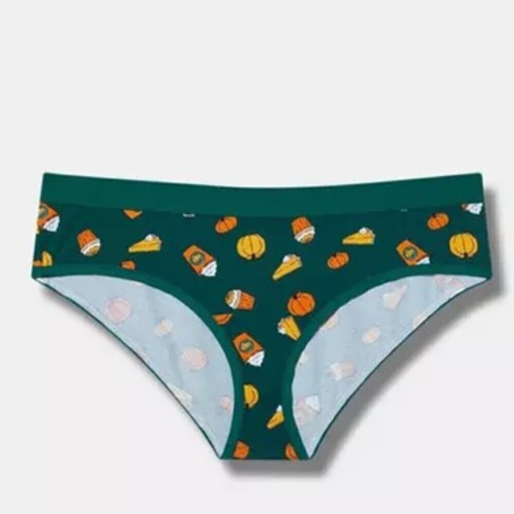 Torrid - Mid-Rise Cotton Hipster Panty in Pumpkin Pie, Botanical Garden Green‌‌‌
